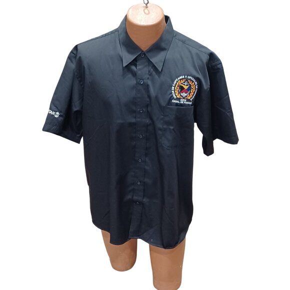 Unicrese XL Official Panama Canal Button Down Shirt Rank Captain Color Black - Picture 1 of 7